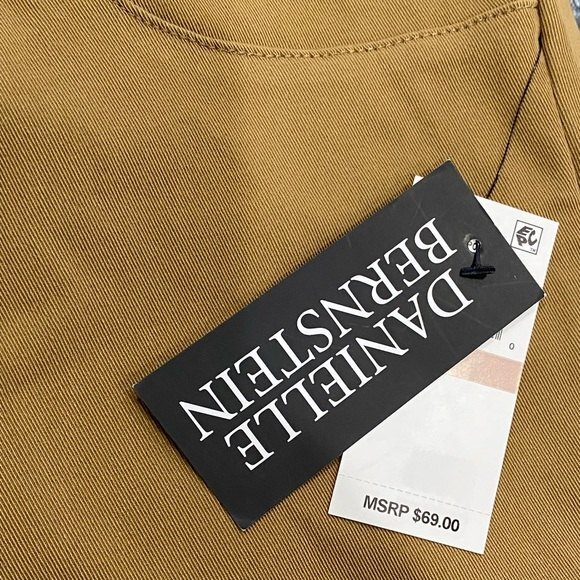 Danielle Bernstein Dark Tan Front Zip High Waist Casual Biker Shorts NWT 12 - Picture 6 of 6